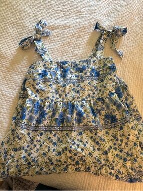 Blue Floral Maxi Dress with Tie Straps